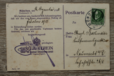 AK München / 1914 / Gisela Verein Lebens und Aussteuer Versicherung / Geschäftspostkarte